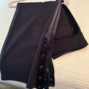 Athleta wide leg  track pants with velvet tuxedo stripe NWOT